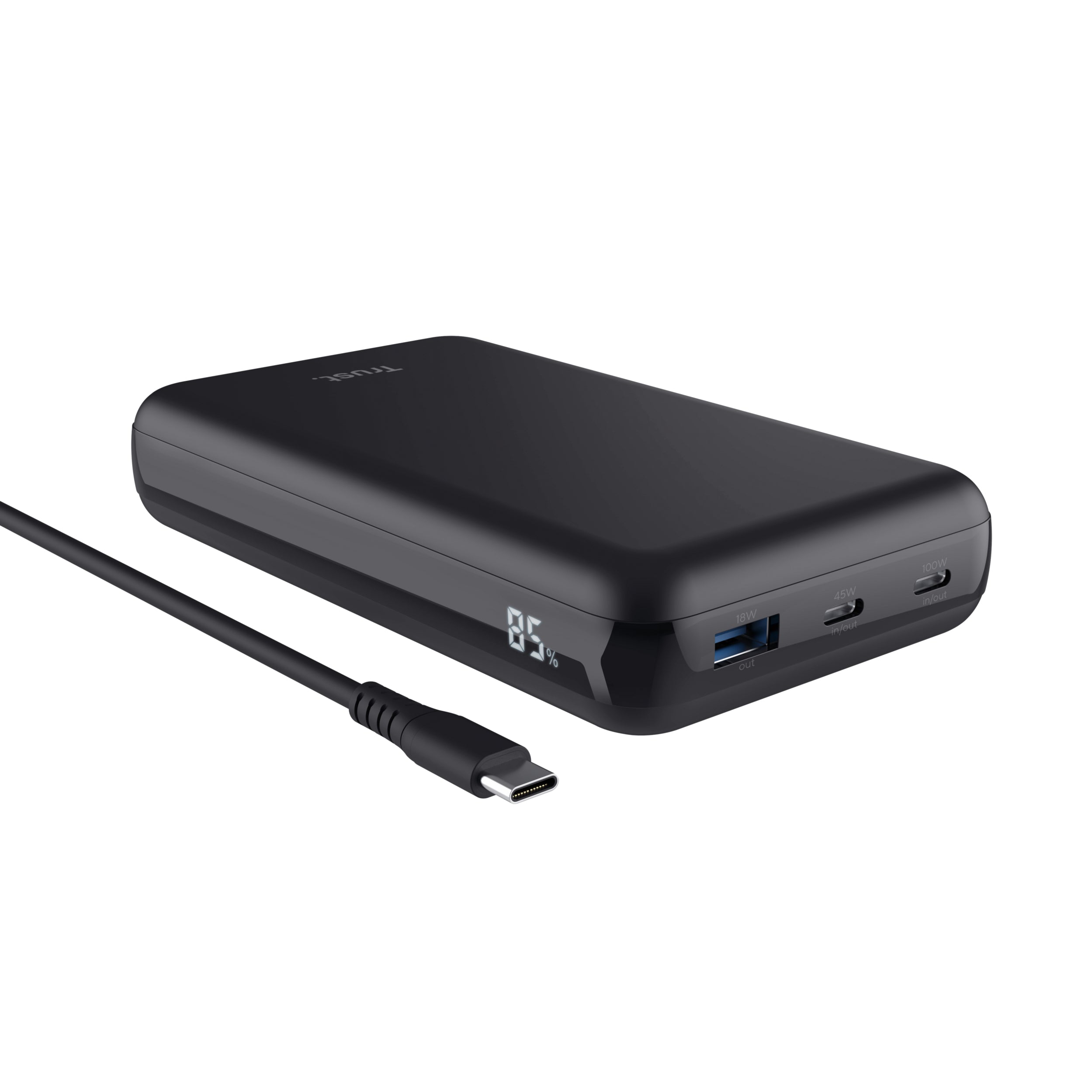 bateria Externa/Powerbank Trust Laro 20000mAh/ 100W/ preta/ Compatível com Portátiles