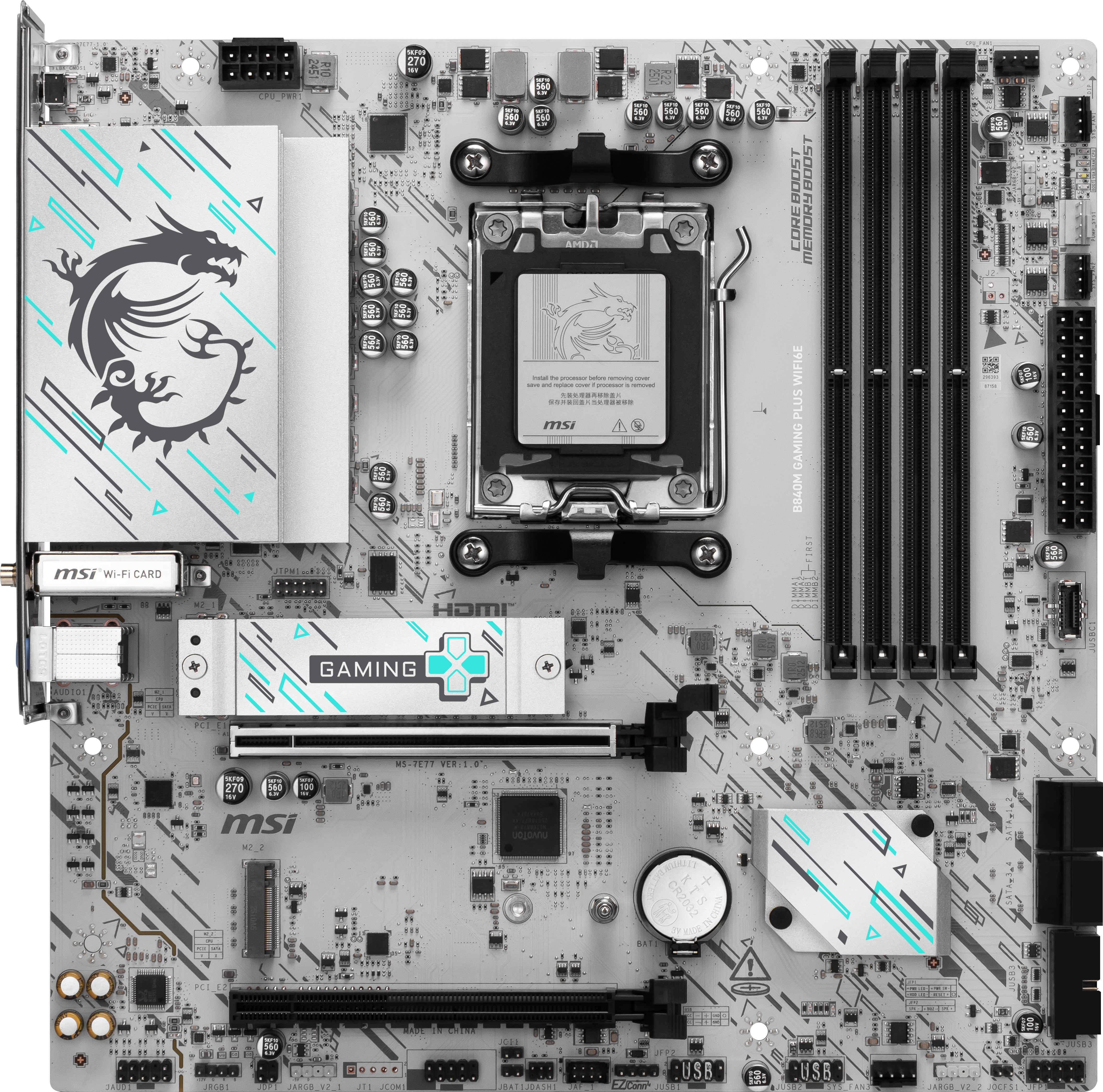 MSI Placa Base B840M de jogos PLUS WIFI6E DDR5 mATX