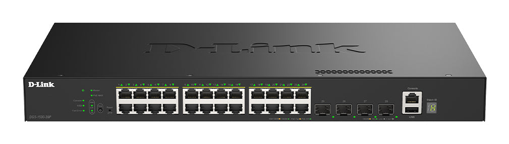 Switch de Rede D-Link DGS-1530-28P/E 24xGB PoE 4xSFP+ 370W