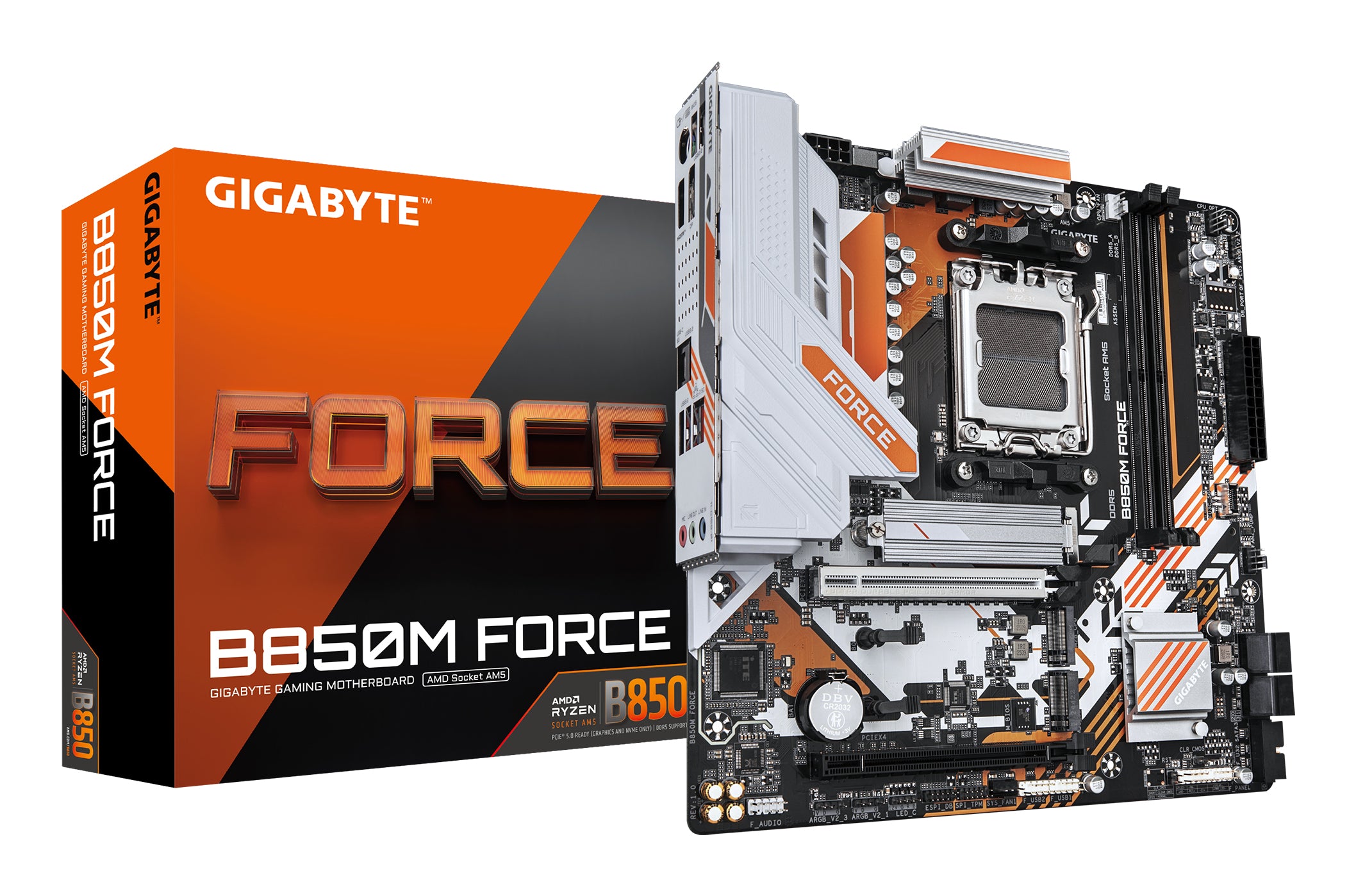 Placa-mãe Gigabyte B850M FORCE - AMD Ryzen 9000 Série CPUs, 8+2+2 fases Digital VRM, até 9600MHz DDR5 (OC)