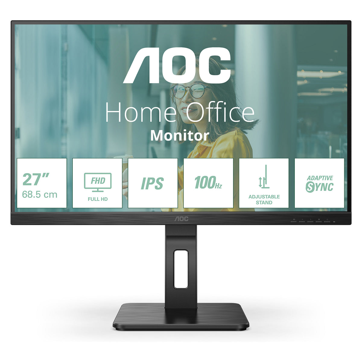 68,6cm/27" (1920 x 1080) AOC 27P2Q Full HD 4ms IPS HDMI VGA DVI DP USB 16:9 Black
