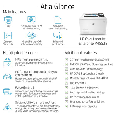 Impressora HP Color LaserJet Enterprise M455dn - HP