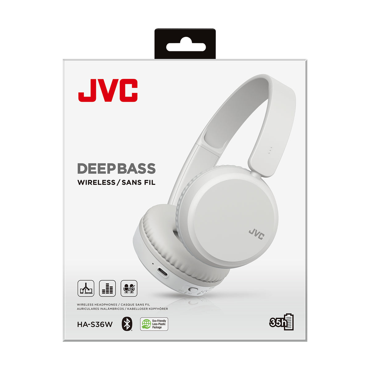 Auscultadores sem fios JVC HA-S36W/ com Microfone/ Bluetooth/ Branco