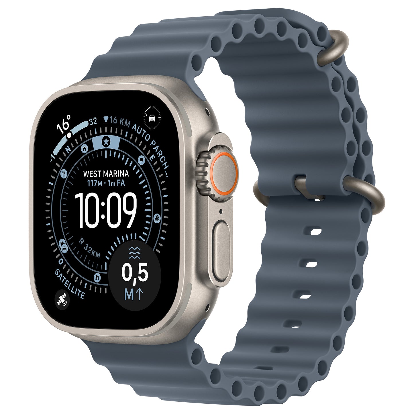 Apple Watch Ultra 3 Titânio Cellular 49 mm Natural (Bracelete Ocean Azul-marítimo)
