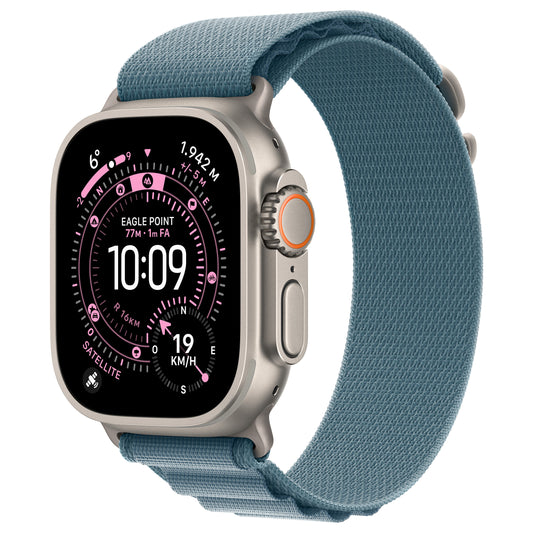 Apple Watch Ultra 3 Titânio LTE 49 mm Natural (Bracelete Alpine azul-claro) – M