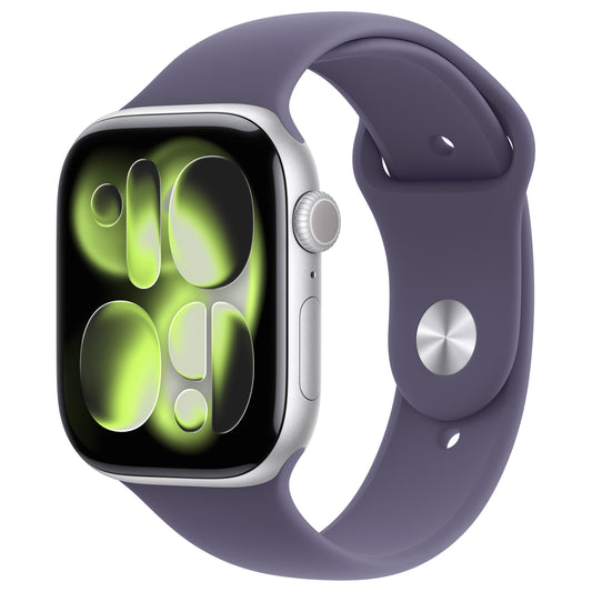 Apple Watch S11 Alumínio 46 mm Prateado (Pulseira desportiva violeta-névoa) – M/G