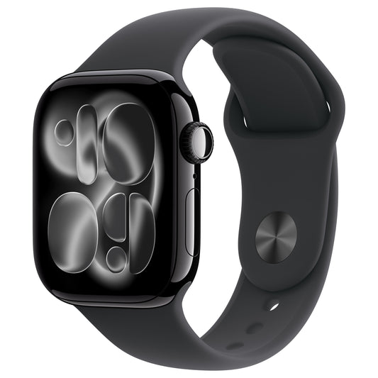 Apple Watch S11 Alumínio 42 mm Preto-Diamante (Pulseira desportiva preta) – P/M