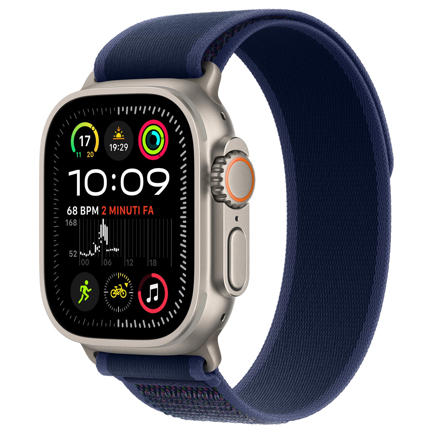 Apple Watch Ultra 2 GPS + Cellular 49 mm Caixa em Titânio Natural com Bracelete Trail Azul – S/M