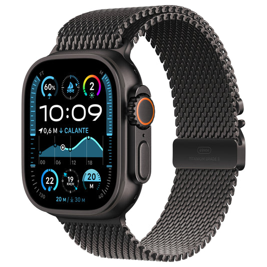 Apple Watch Ultra 2 GPS + LTE 49 mm Caixa de Titânio Preto com Pulseira Milanesa de Titânio Preto – M