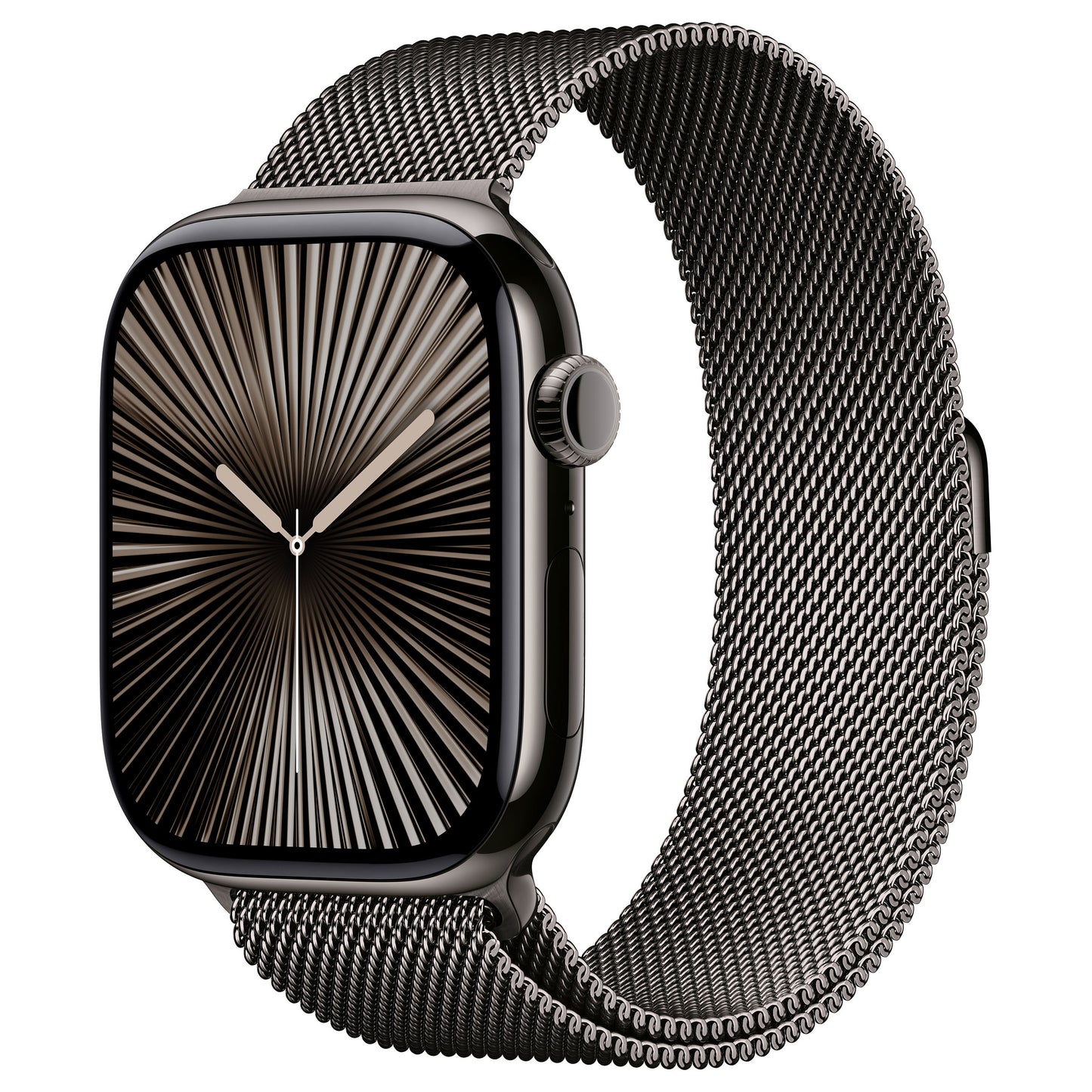 Apple Watch Series 10 GPS + LTE 46 mm Caixa de Titânio Cinza-Ardósia com Pulseira Milanesa cinza-ardósia – P/M