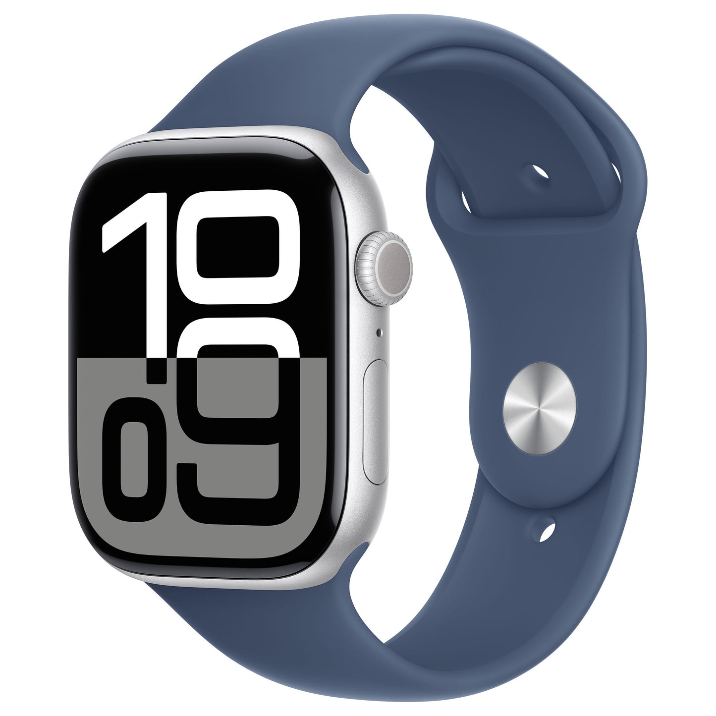 Apple Watch Series 10 GPS 46 mm Caixa em Alumínio Prata com Bracelete Desportiva Azul Ganga – S/M