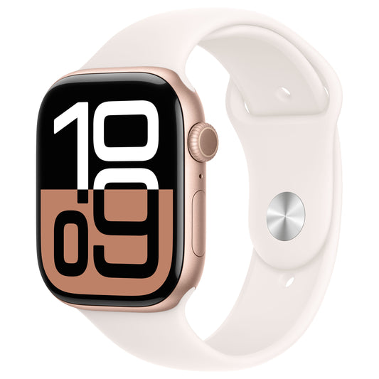 Apple Watch Series 10 GPS + LTE 46 mm Caixa de Alumínio Ouro-Rosa com Pulseira Desportiva Light Blush – M/G