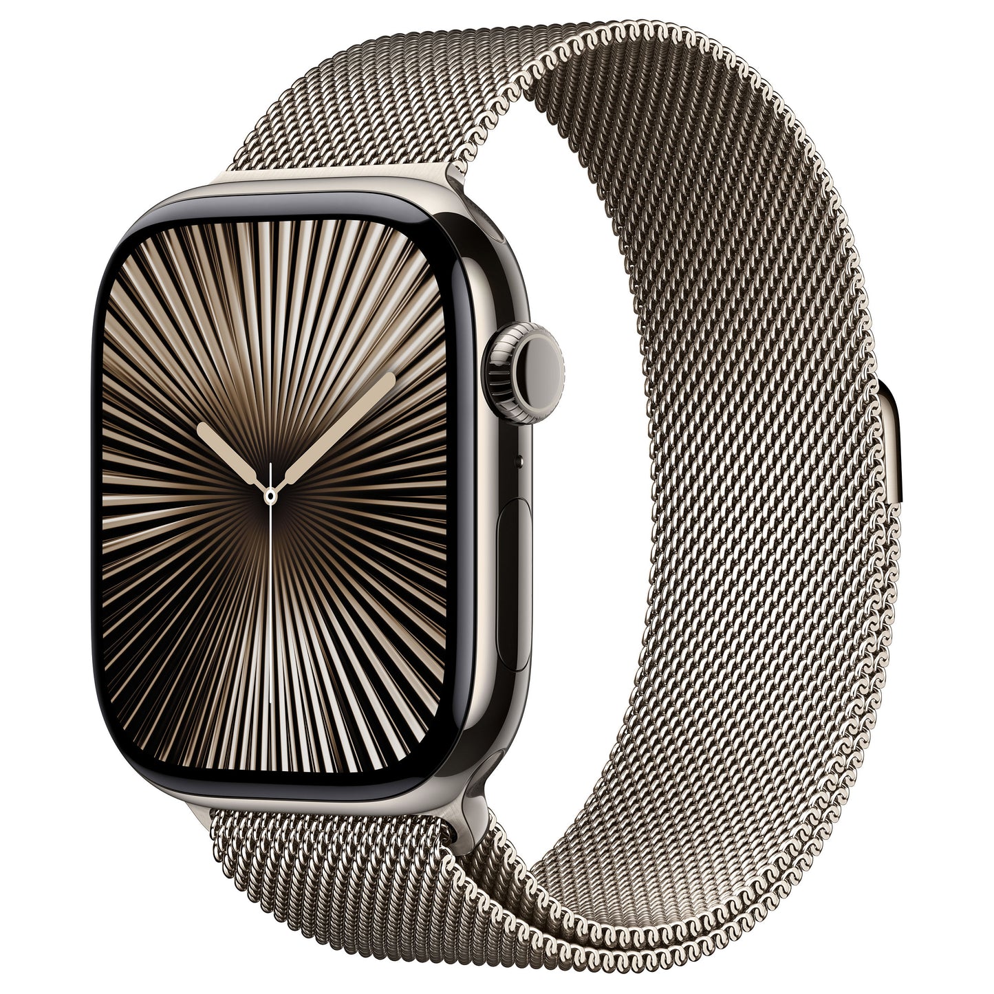 Apple Watch Series 10 GPS + Cellular 46 mm Caixa em Titânio Natural com Bracelete Milanesa Natural – M/L