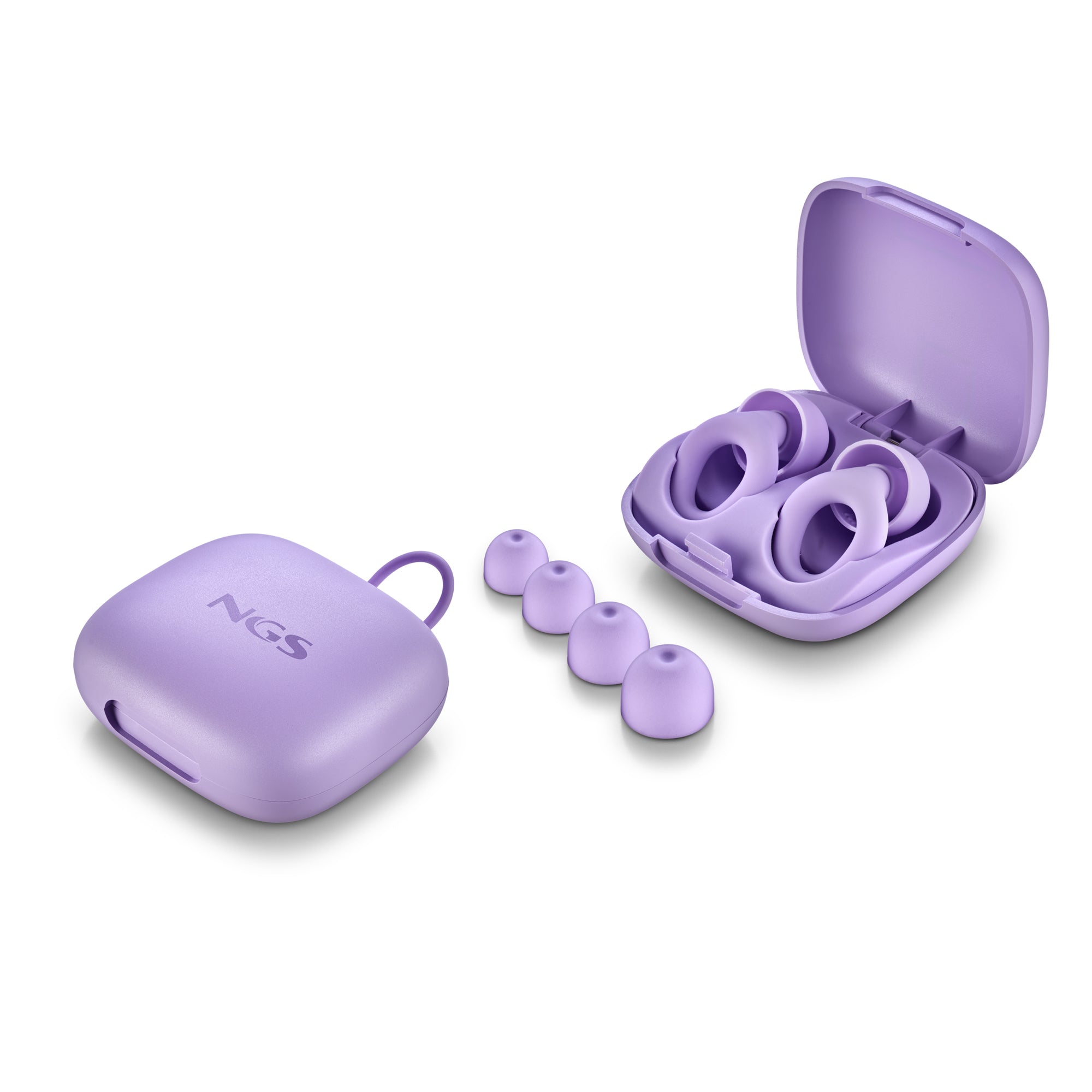 Auscultadores NGS NOONBLACK TAPONES SILICONA FUNDA PÚRPURA