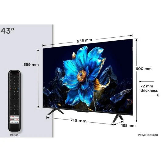 Smart TV TCL 43P7K QLED 43" UHD 4K Google TV