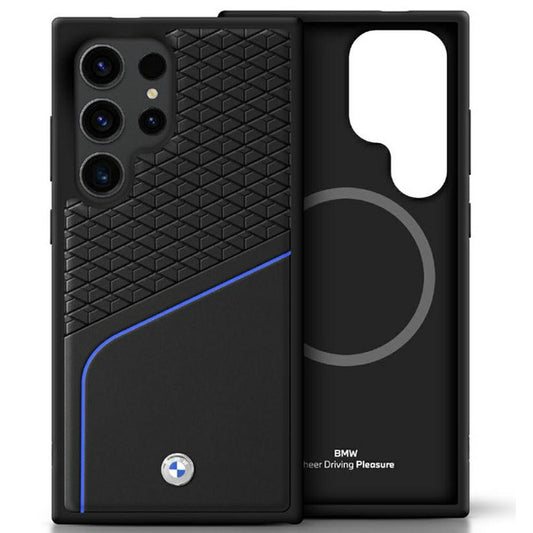 Capa BMW de couro texturizado e liso MagSafe para Samsung Galaxy S25 Ultra preta