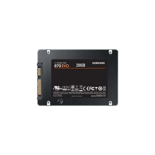Samsung 870 EVO MZ-77E250B - solid state drive - 250 GB - SATA 6Gb/s The 870 EVO inherits the legacy of Samsung’s pioneering SSD technology, boasting upgraded performance, reliability and compatibility to suit the needs of anyone from content creator