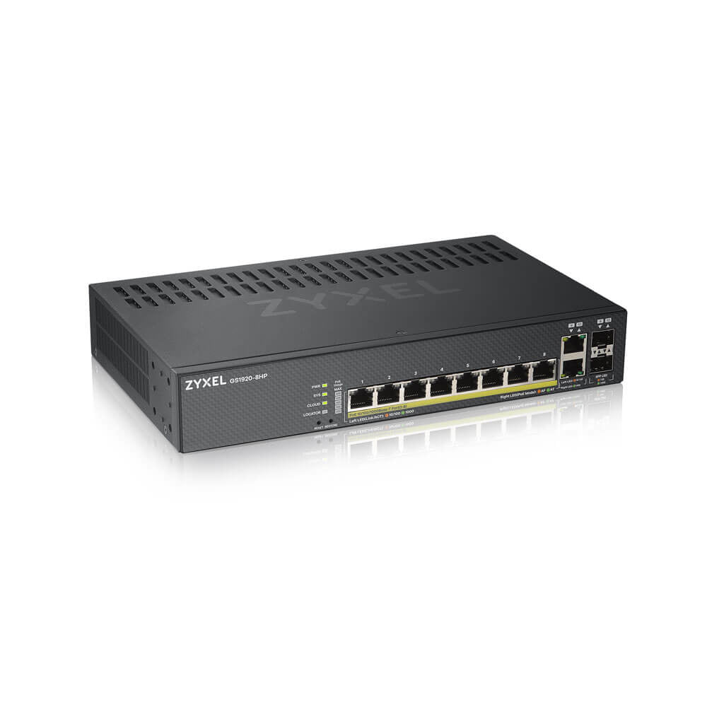 Switch de Rede Zyxel GS1920-8HPv2 8xGbE PoE 2xGb Combo