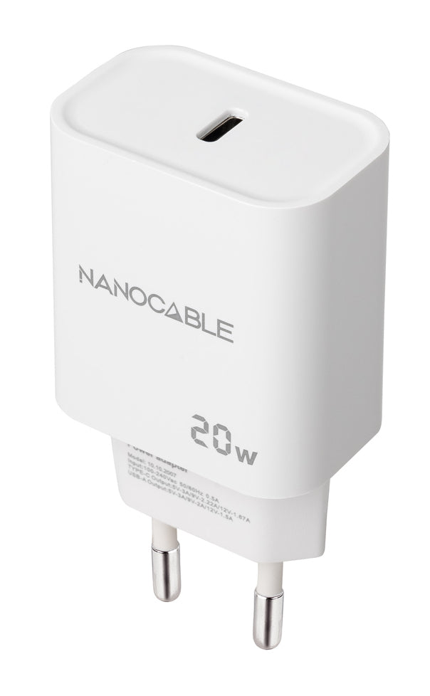 Nanocable Carregador Parede USB-C PD 20W Branco