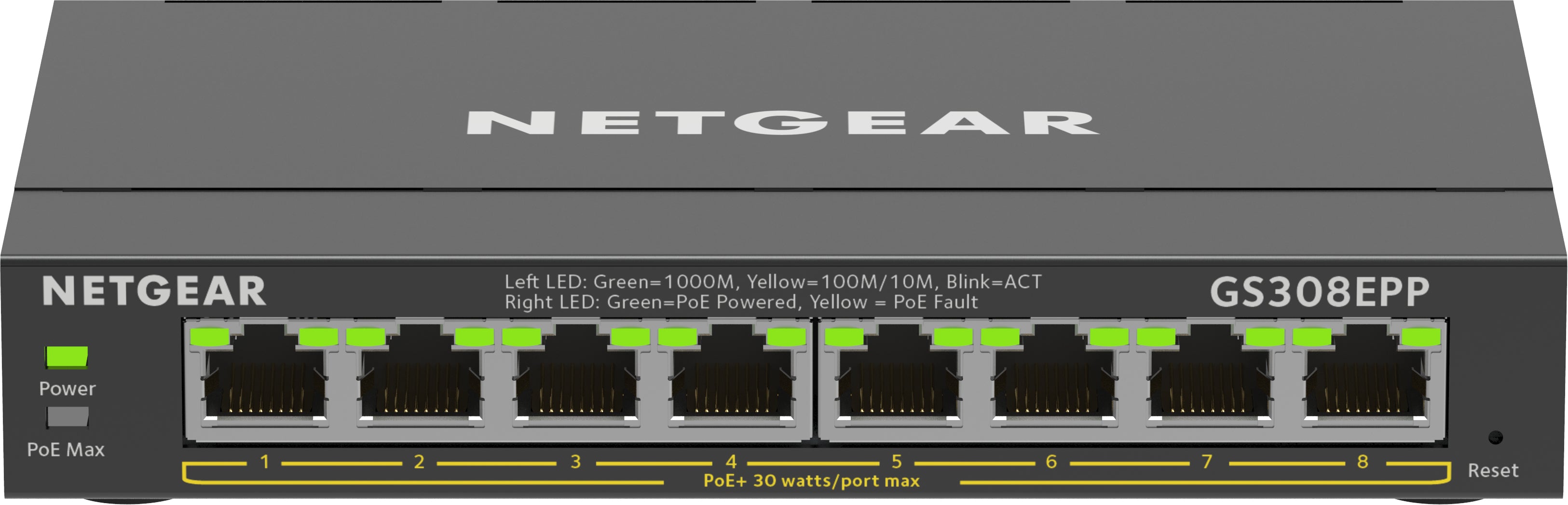 Switch Netgear Essentials GS308EPP / GS308EPP-100PES preto
