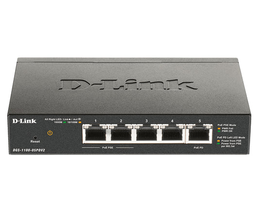 Switch de Rede D-Link DGS-1100-05PDV2 5xGb PoE 1xPD (18W)