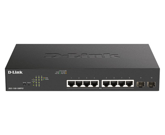 Switch de Rede D-Link DGS-1100-10MPV2/E 8xGb PoE+ 2xSFP