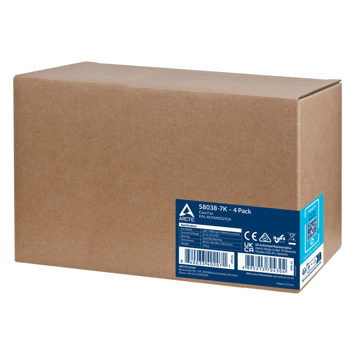 Pack de 4 fãs do Arctic S8038-7K/ 8cm