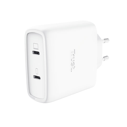 carregador de Pared GaN Trust Maxo 65W 25526/ 2xUSB Tipo-C/ Inclui cabo USB Tipo-C/ 65W