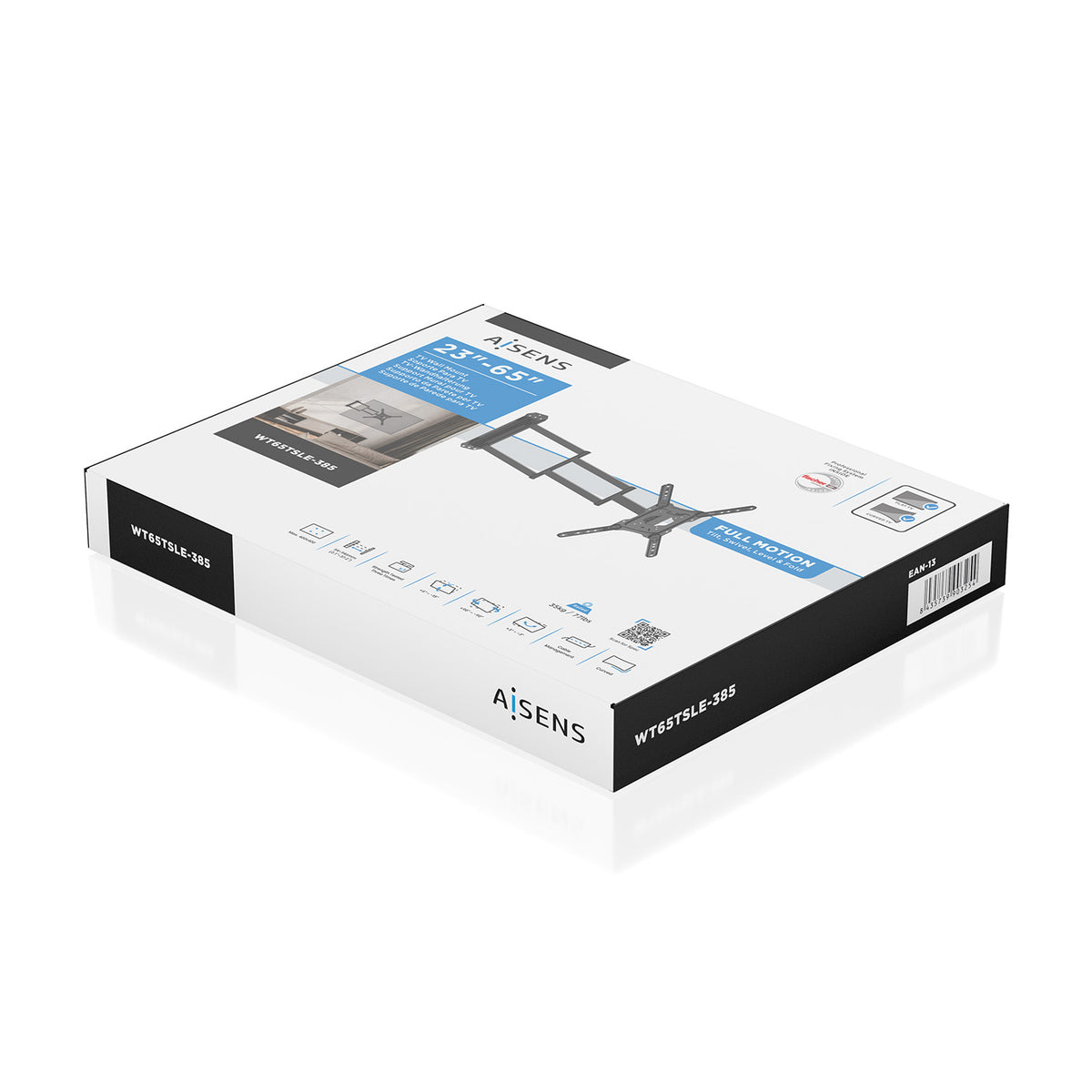 Aisens WT65TSLE-385 suporte de parede giratório/inclinável/nivelado para monitores de TV de 23-65" e TVs / até 35kg
