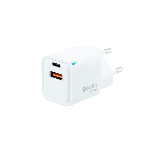 Coolbox Carregador Gan 20W USB-C/USB-A Parede
