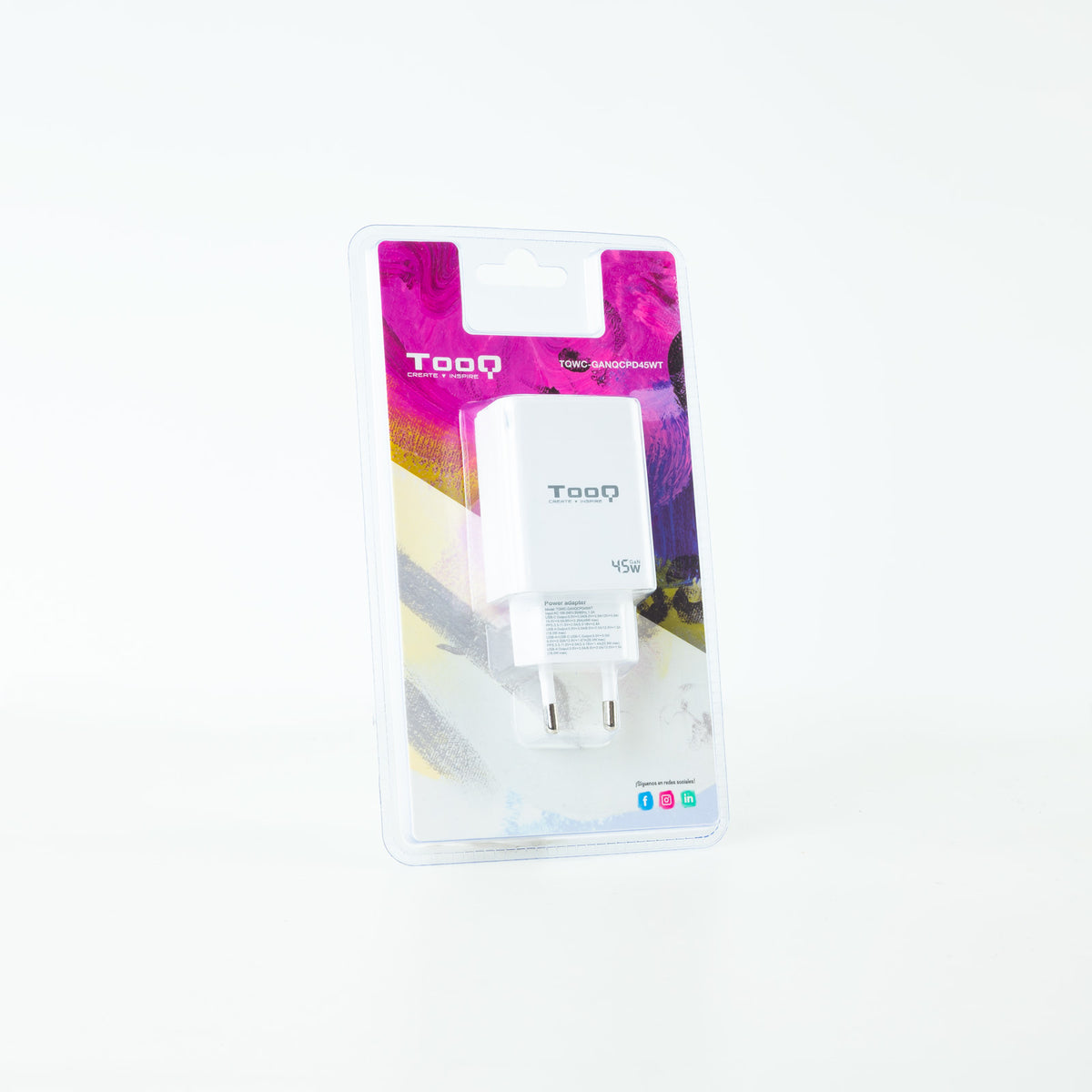 Carregador de Parede Tooq GAN USB-C/PD+USB-A/QC 45W - imagem 8