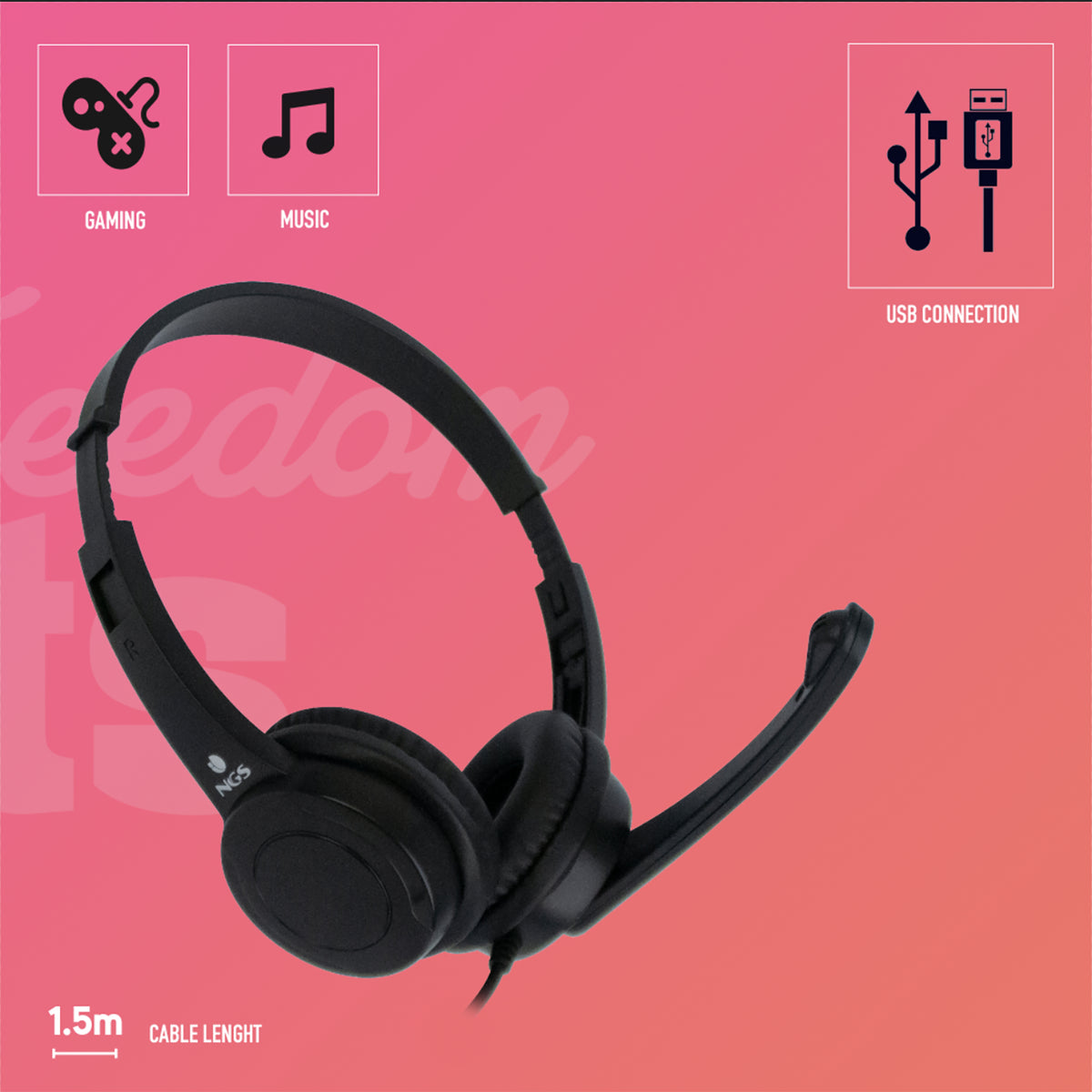 Auscultadores NGS VOX 505 Auricular+Micro USB Control Vol. Preto - imagem 10