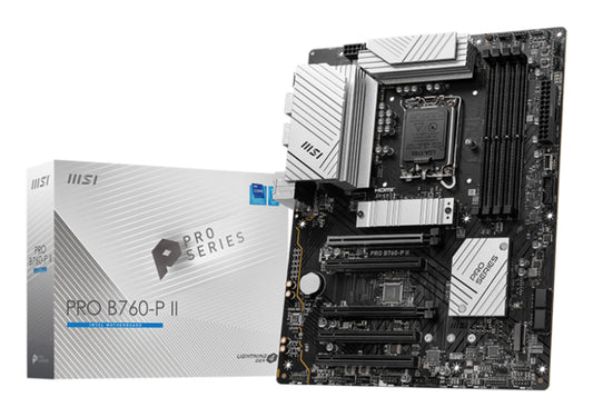 MSI PRO B760-P II motherboard Intel B760 LGA 1700 ATX Extended Heatsink Extended Heatsink enlarges the surface of heat dissipation and maintain the performance at heavy loads. M.2 Shield Frozr Strengthened M.2 thermal solution helps keep M.2 SSD safe