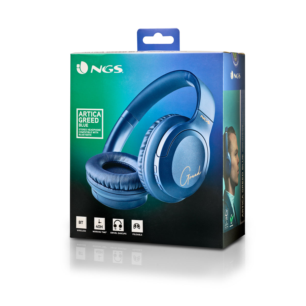 Auscultadores NGS AURICULAR SUPRAURAL INALAMB BT ARTICAGREEDBLUE - imagem 14