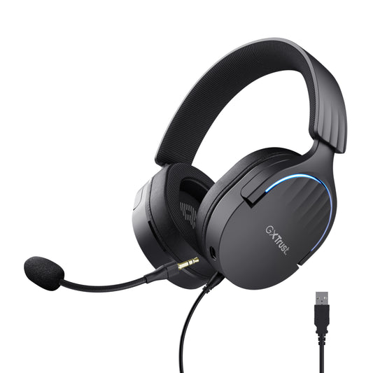 Auscultadores de Gaming Trust Gaming GXT 490 Fayzo/ USB 2.0/ Microfone Preto