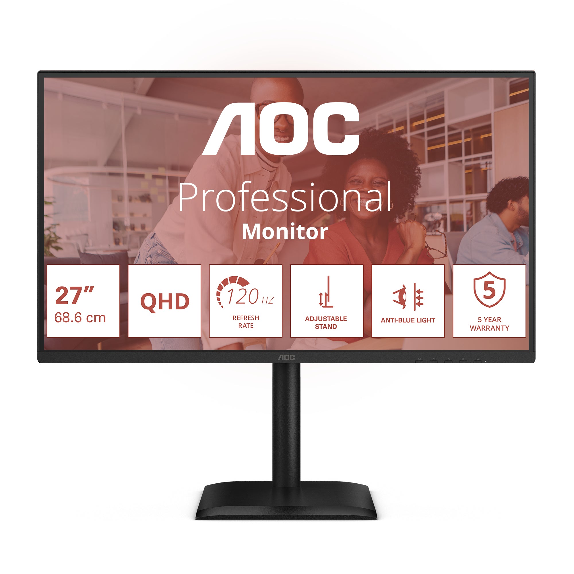 Monitor Profesional AOC Q27E4U 27"/ QHD/ Multimedia/ Regulable em altura/ preto