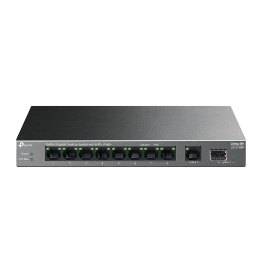 Switch de Rede TP-Link LS1210GP 8xG PoE+ 1xGb 1xSFP 61W