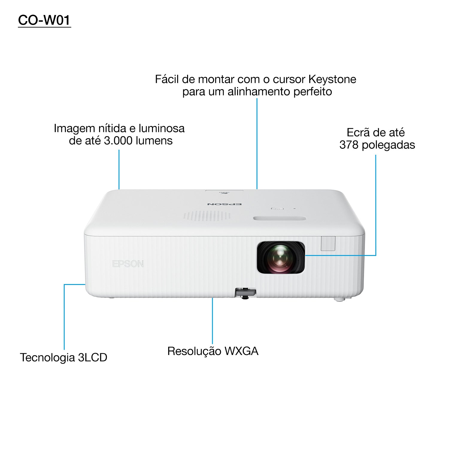 Projetor Epson CO-W01 WXGA 3000L HDMI