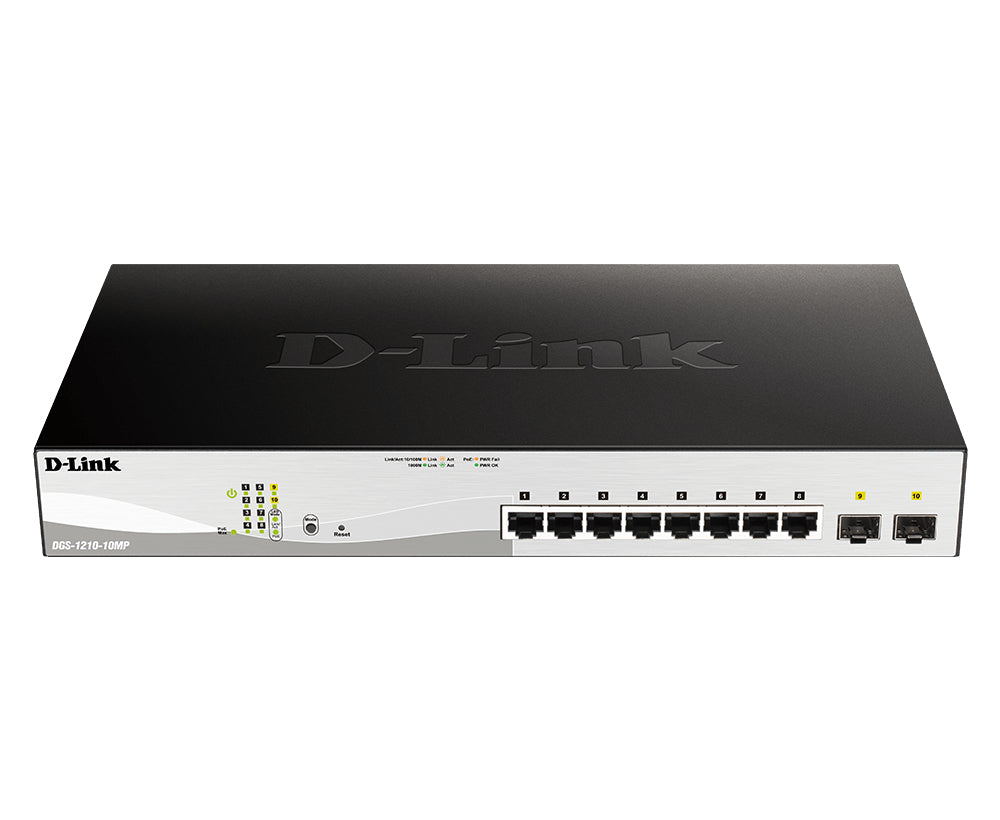 Switch de Rede D-Link DGS-1210-10MP/E 10Gb PoE+ 2xSFP 130W