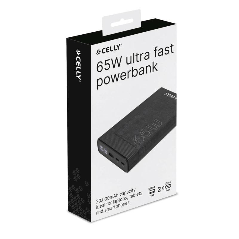 Powerbank Celly PD65W 20000 mAh 65w EVO Preto - imagem 3