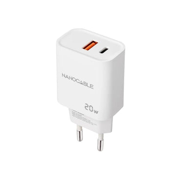 Carregador Nanocable USB-C/PD+USB-A/QC 20W Branco - imagem 2
