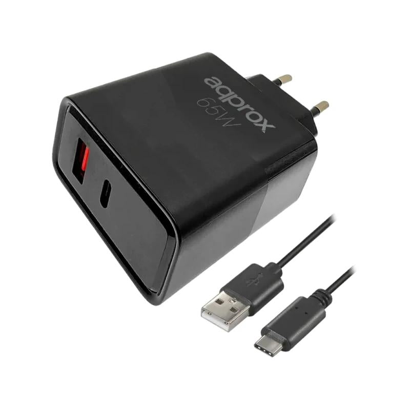 Carregador Approx 65W QC 1 X USB A+ 1 X USB C+CABLE