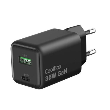 COOLBOX Carregador Gan 35W USB-A/USB-C Parede Preto - imagem 2