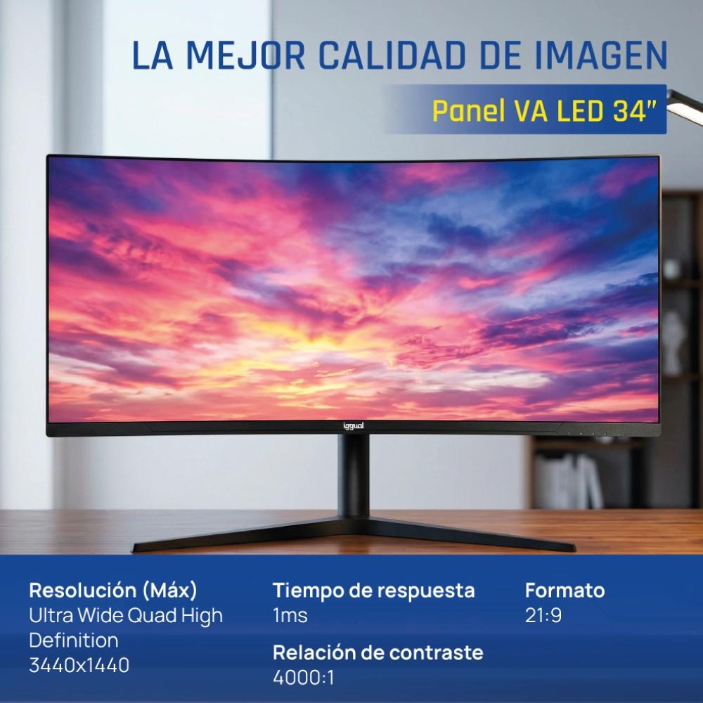 Monitor iggual 34" UWQHD 1ms 2DP 2HDMI MM AA Curvo - imagem 4