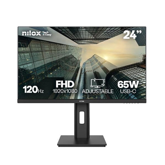 Nilox Monitor 24” Full HD IPS HDMI y DP 120HZ Multimedia Regulable USB-C 65W