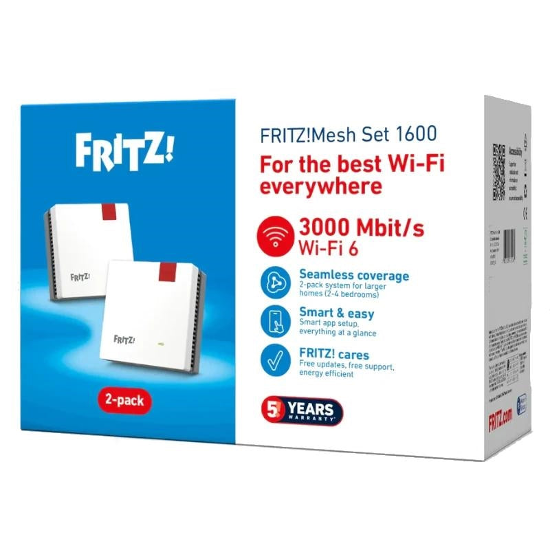 Sistema Mesh Wi-Fi Fritz! WiFi Set 1600 2-pk Repeater WiFi6
