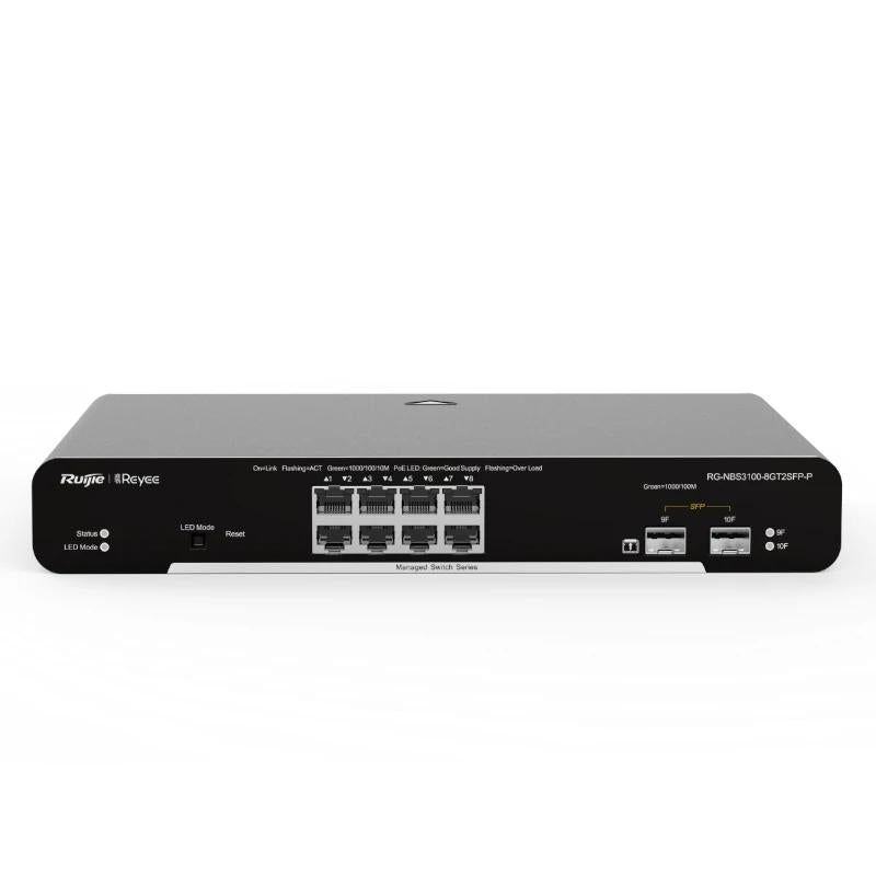 Switch de Rede Reyee L2 8xGb PoE+ 2xSFP Slots Rack