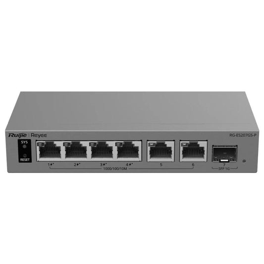 Switch de Rede Reyee RG-ES207GS-P Cloud 4P PoE + 2P 1G + 1