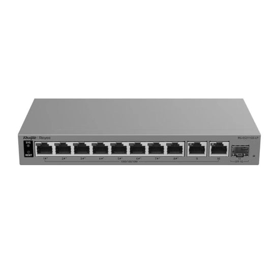 Switch de Rede Reyee RG-ES211GS-LP Cloud 8P PoE + 2P 1G +