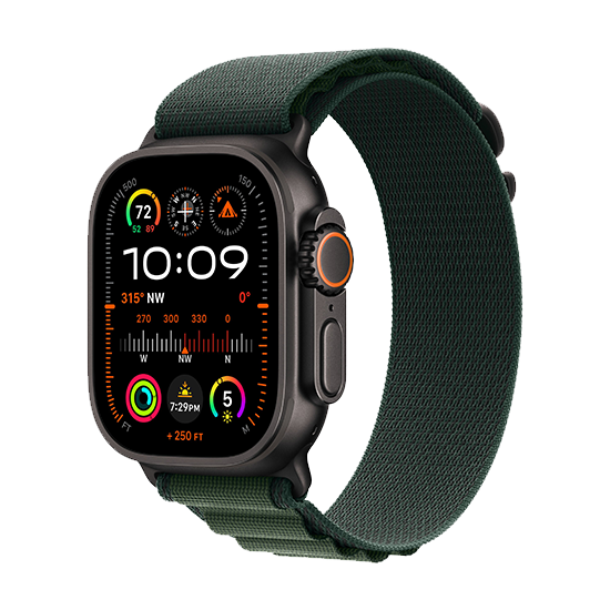 Watch Apple Watch Ultra 2 (2024) LTE 49mm Black Titanium Case with Alpine Loop L - Dark Green